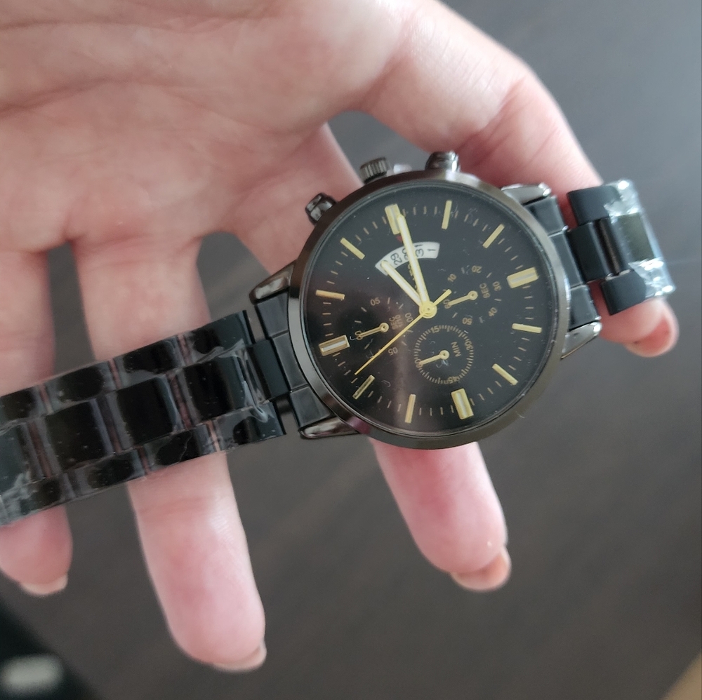 Black and Gold Chronograph Watch Brand New